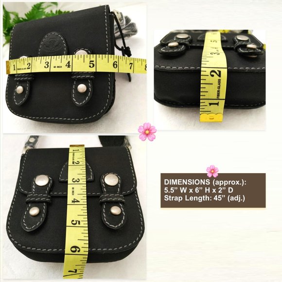CRAZY COW Italy Unisex Black Genuine Leather Matte Crossbody Purse Belt Bag Flap - Picture 8 of 9